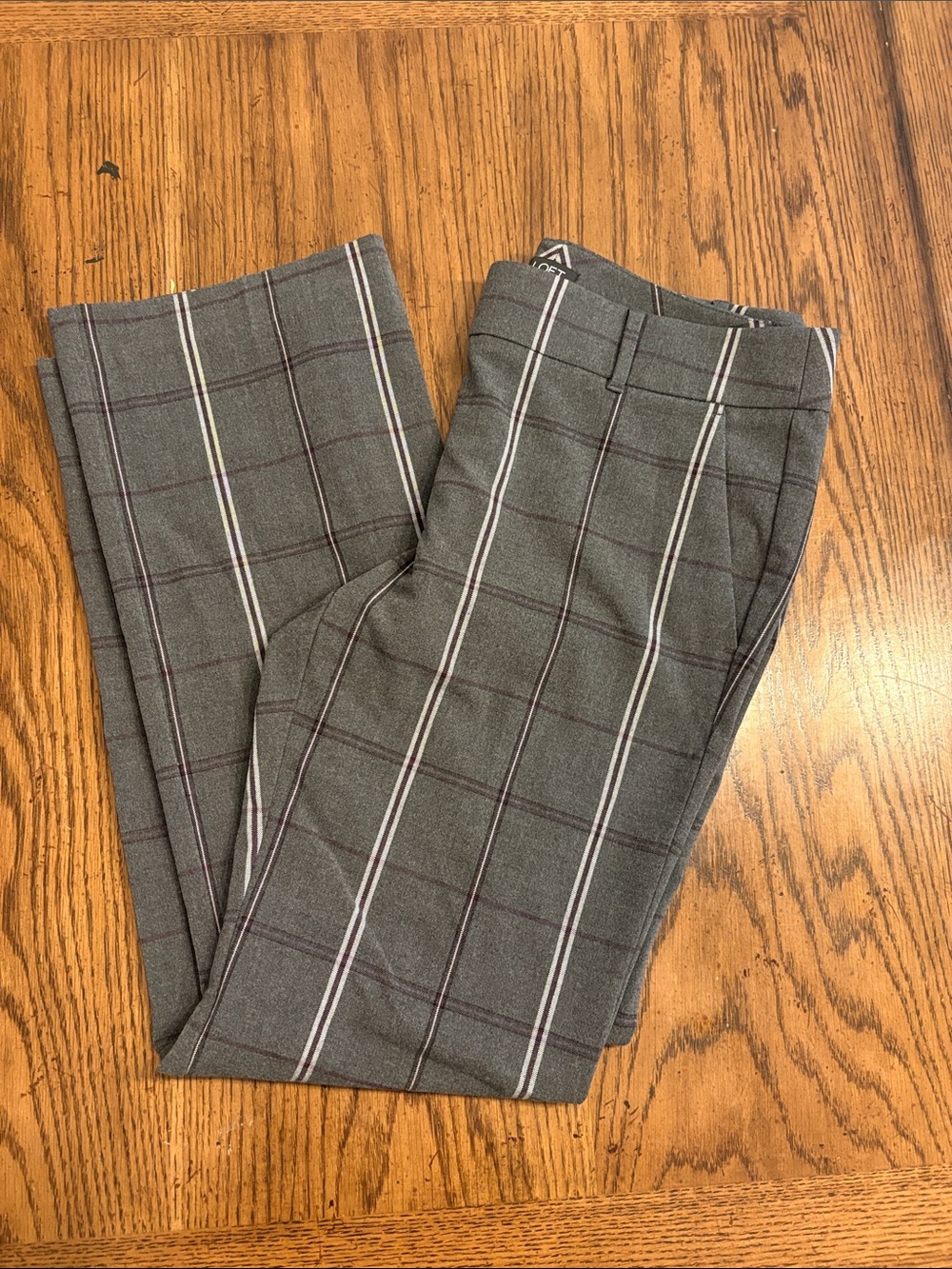 LOFT Women’s Gray Plaid Marisa Trousers